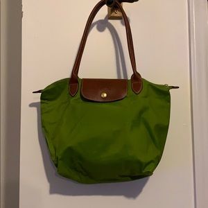 Green Longchamp small Le Pilage tote